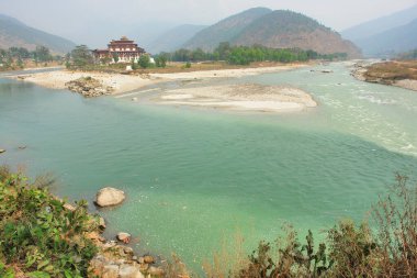       Punakha Dzong yönetim merkezi Punakha, Butan 'da.                         