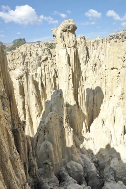 La Paz, Bolivya yakınlarında Ay Vadisi veya Valle de la Luna erozyon oluşumları                               