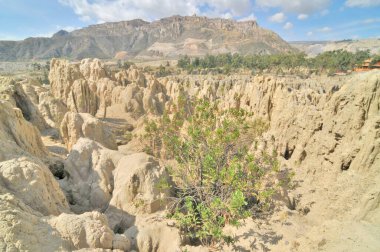 La Paz, Bolivya yakınlarında Ay Vadisi veya Valle de la Luna erozyon oluşumları