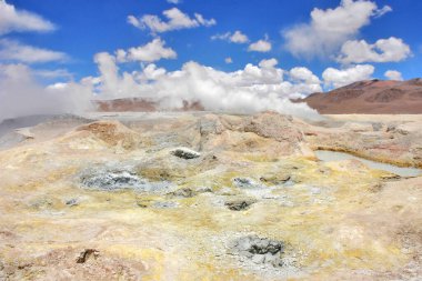  Geyser field Sol de Manana, Altiplano, Bolivia, South America. clipart