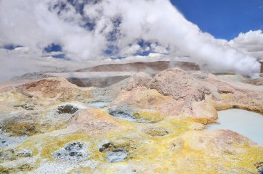  Geyser field Sol de Manana, Altiplano, Bolivia, South America. clipart