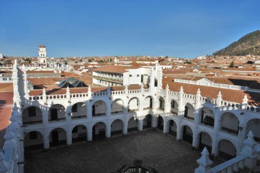 San Felipe de Neri Manastırı. Eski kent Sucre, Bolivya manzaralı.,