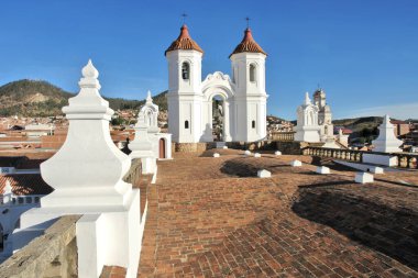 San Felipe de Neri Manastırı. Eski kent Sucre, Bolivya manzaralı.,