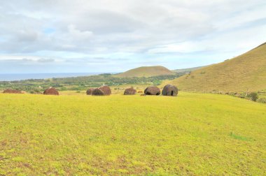  Puna Pau  source of the red scoria  used to carve the pukao (topknots) for  moai statues on Easter Island                               clipart