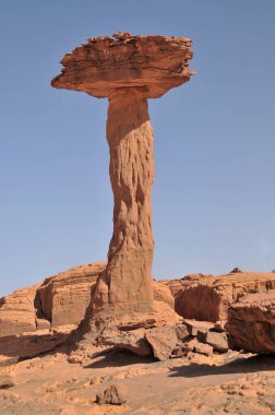 Chad Southern Sahara desert Ennedi massif needles and sandstone mushrooms of Sicandre clipart