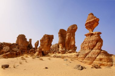 Landscape of the Habaike  desert region of the Sahara in Ennedi surroundings in north Chad clipart