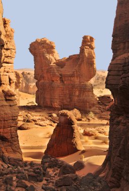 Landscape of the Habaike  desert region of the Sahara in Ennedi surroundings in north Chad clipart