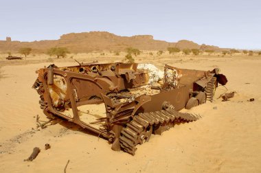 Libyan army quipment  destroyed during  military conflict with Chad clipart