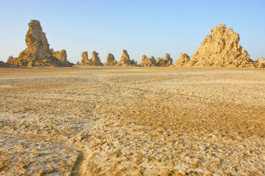       Chimneys on Lake Abbe, also known as Lake Abhe Bad salt lake lying on the Ethiopia-Djibouti border                    clipart