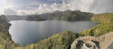            Cuicocha  crater lake at the foot of Cotacachi Volcano, Equador                     clipart