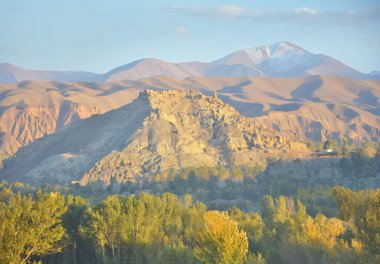 View of the Afghan Bamian Valley near the rock with Buddhas clipart