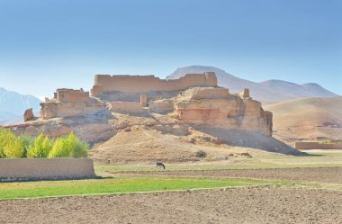 The medieval fortress of Qala-i-Shahidahn in the Bamyan Valley in Central Afghanistan clipart