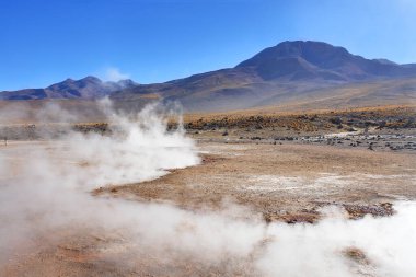 Kuzey Şili 'nin And Dağları' ndaki birçok gayzerle El Tatio jeotermal alanı