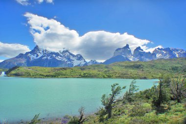   Güney Şili Patagonya 'daki Torres del Paine Ulusal Parkı                             