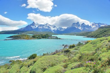  Güney Şili Patagonya 'daki Torres del Paine Ulusal Parkı                             