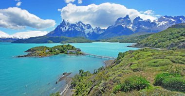   Güney Şili Patagonya 'daki Torres del Paine Ulusal Parkı                             