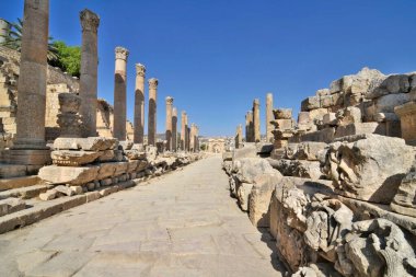   Ürdün 'de bulunan Roma şehri Jerash' ın kalıntıları                             