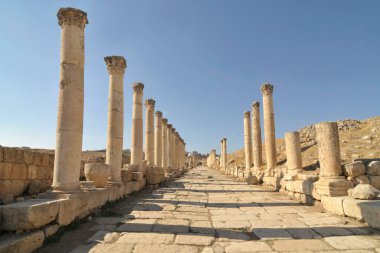   Ürdün 'de bulunan Roma şehri Jerash' ın kalıntıları                             