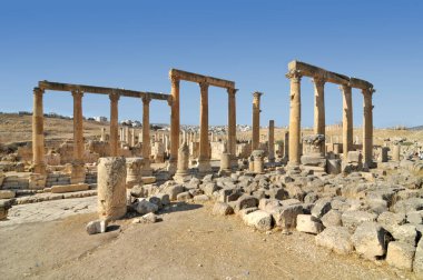   Ürdün 'de bulunan Roma şehri Jerash' ın kalıntıları                             