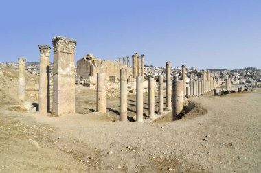   Ürdün 'de bulunan Roma şehri Jerash' ın kalıntıları                             