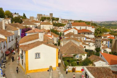 Bidos 'ta kale - Portekiz' de iyi korunmuş kale ve duvarları olan ortaçağ güçlendirilmiş eski şehir.