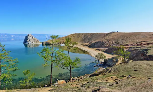 Baykal Gölü Khuzhir Sibirya, Rusya Olkhon Island yakınındaki Shamanka (şamanlar Rock)