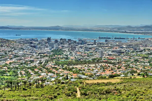 Cape Town veya Kaapstad Panoraması - Güney Afrika 'nın yasama başkenti, Masa Dağı' ndan