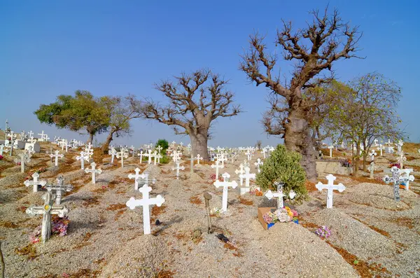 Fadiouth Adası 'ndaki mezarlık, Senegal, Afrika' daki deniz kabuklarından oluşuyor.