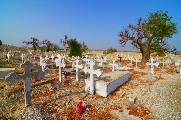 Fadiouth Adası 'ndaki mezarlık, Senegal, Afrika' daki deniz kabuklarından oluşuyor.