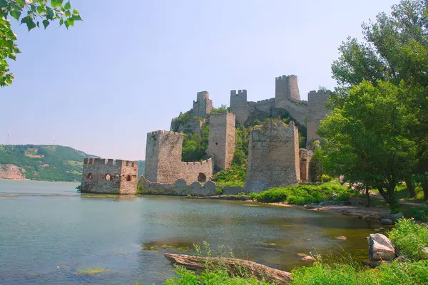 Sırbistan 'ın Tuna Nehri üzerindeki Golubac' taki Ortaçağ kalesi