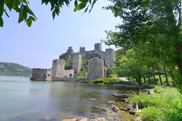 Sırbistan 'ın Tuna Nehri üzerindeki Golubac' taki Ortaçağ kalesi
