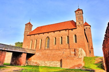 Lidzbark Warmiski 'deki Bishop' s Castle Polonya 'da 14. yüzyıldan kalma bir kale.                               