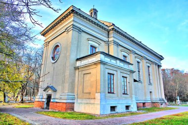  A historic neoclassical church from the second half of the 19th century in Opinigra, Poland                              
