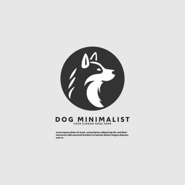 Köpek Logosu Minimalist Siyah ve Beyaz Vektör