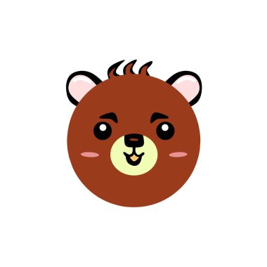 Kahverengi ayı başı animasyon vektör logosu çizimi