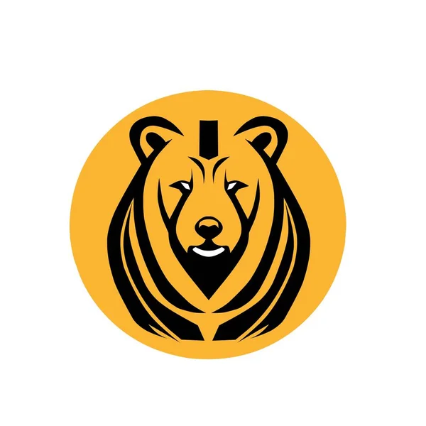 Oso Vector Logotipo Ilustración Color Negro Fondo Amarillo — Vector de stock