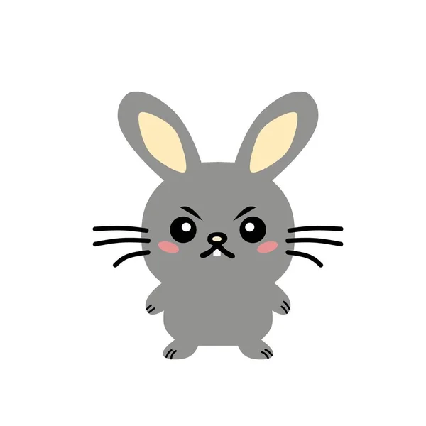 Graue Kaninchen Animierte Vektor Logo Illustration — Stockvektor