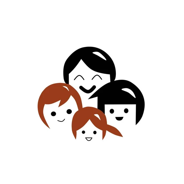 Vier Personen Einer Familie Vektor Logo Illustration — Stockvektor