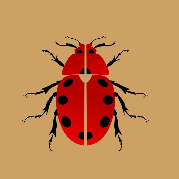 Illustration Logo Vecteur Coccinelle Rouge Sur Fond Brun — Image vectorielle