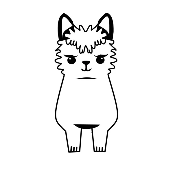 Alpaca Animierte Vektor Logo Illustration Mit Weißen Und Schwarzen Farben — Stockvektor