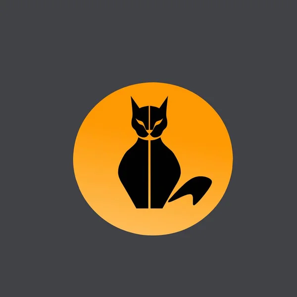 Cat Vector Logo Illustration Mit Schwarzer Farbe Und Schwarz Orangefarbenem — Stockvektor