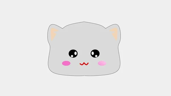 Gray Cat Head Cartoon Vector Logo Illustration — Stock Vector