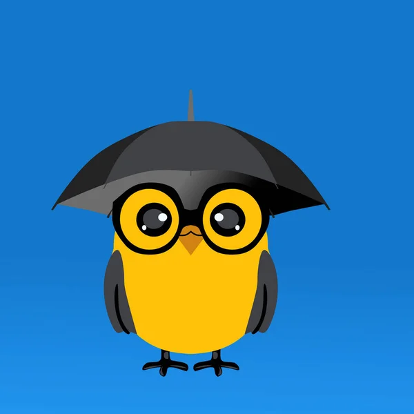 Icona Illustrazione Vettoriale Animazione Uccello Con Una Testa Ombrello Indossando — Vettoriale Stock