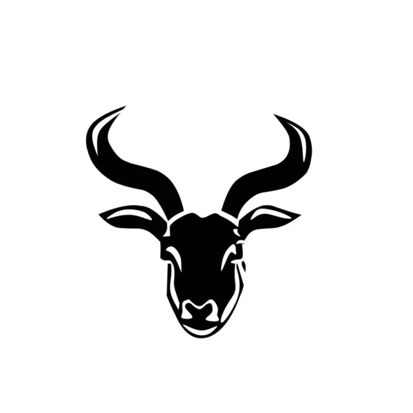 Schwarzer Hirsch Tier Kopf Vektor Illustration Logo — Stockvektor