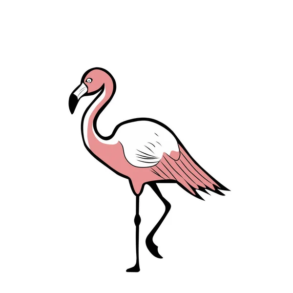 Flamingo Fågel Vektor Logotyp Illustration Med Grön Färg — Stock vektor