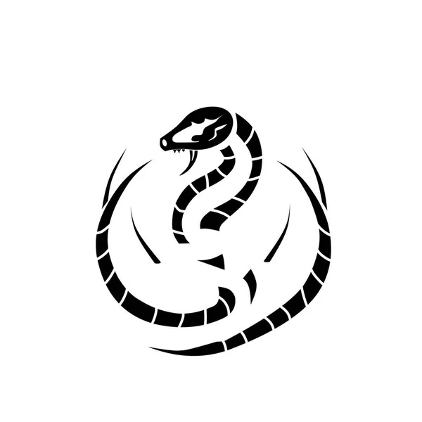 Illustration Logo Vectoriel Squelette Serpent Blanc Noir — Image vectorielle