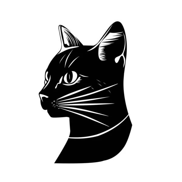 Logo Ilustración Vector Gato Negro — Vector de stock