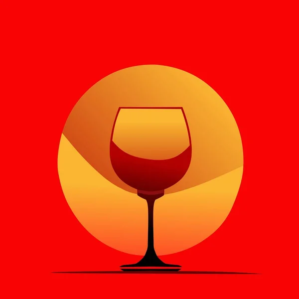 Wine Glass Logo Vector Illustration Red Background — Stock Vector
