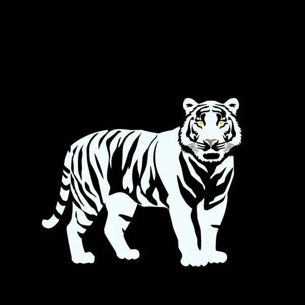 Tigre Blanco Con Logo Rayas Negras Ilustración Vectorial Sobre Fondo — Archivo Imágenes Vectoriales