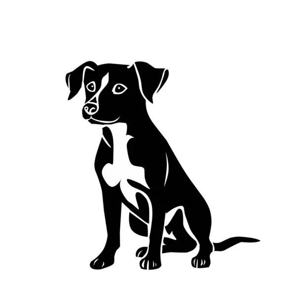 Black Dog Animal White Background Animated Vector Illustration — Stock Vector